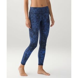 Lululemon Wunder Under Blue City Lights Hi-Rise Active Geometric Leggings Size 6